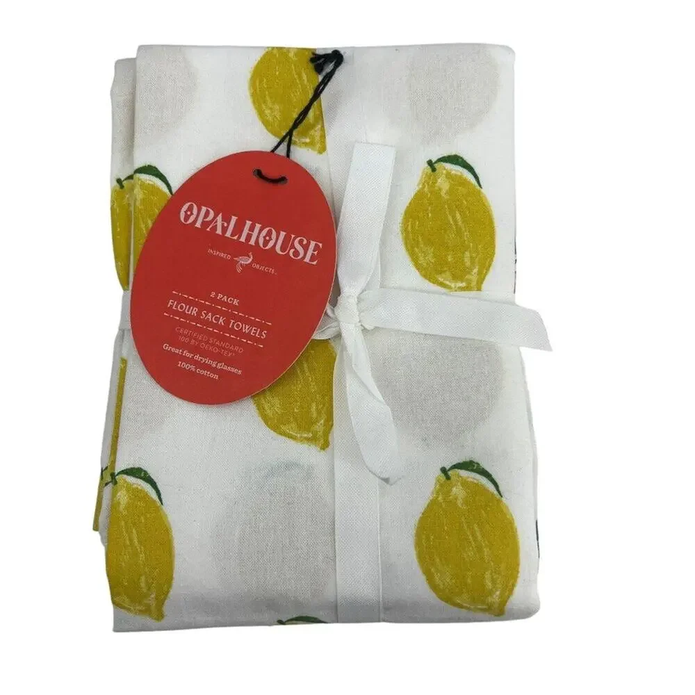 Opalhouse 2pk Multi Fruits Kitchen Towel Yellow/Peach Orange Yellow